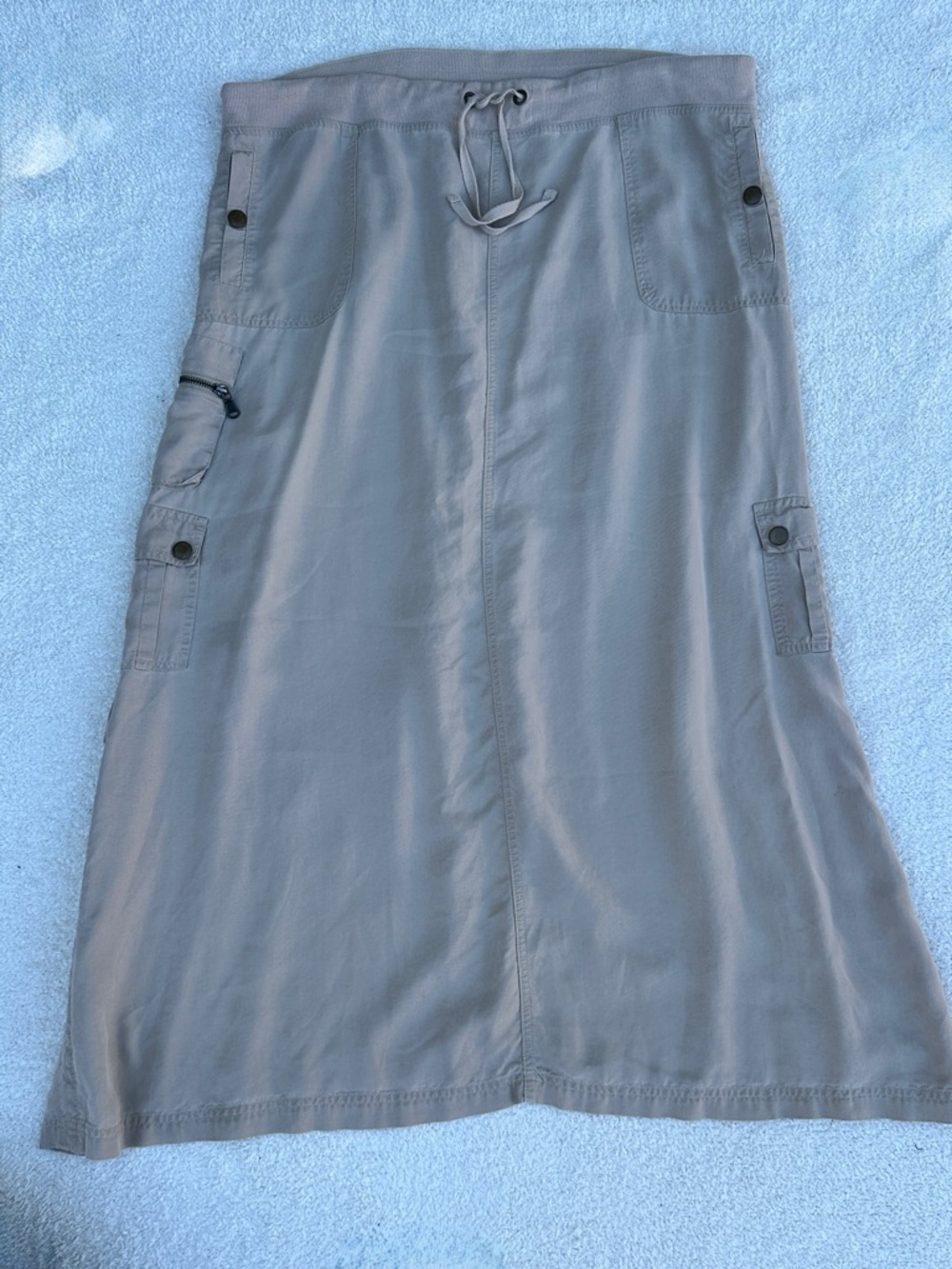 Zenergy by Chico's Cargo Midi Skirt Tan Size 2 (L) Tencel Cotton
